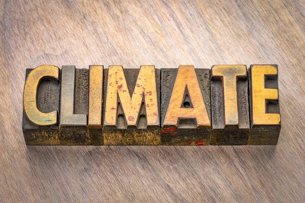 気候コンセプト ビンテージ木製活版印刷ブロック内の単語 — ストック写真