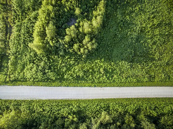 Luftaufnahme Einer Schotterstraße Und Felder Der Nähe Des Zusammenflusses Von — Stockfoto