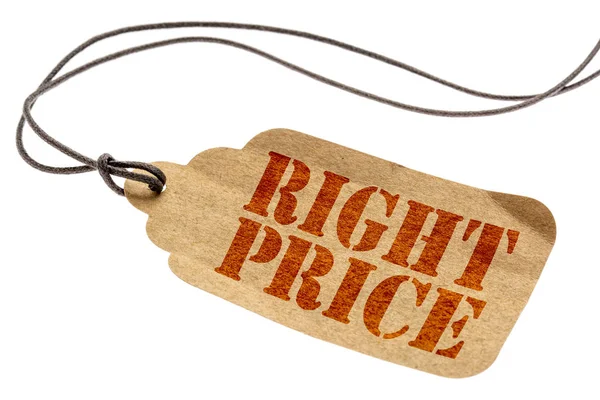 Right Price Sign Paper Tag Twine Isolated White — Stock Photo, Image