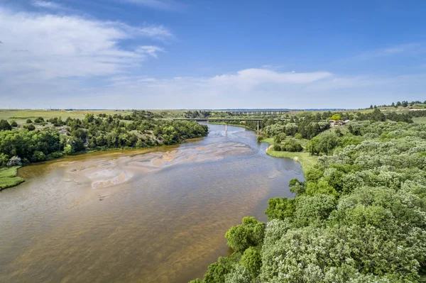 Niobrara River Pobliżu Przybytków Nebraska Sandhills Perspektywy Lotu Ptaka — Zdjęcie stockowe