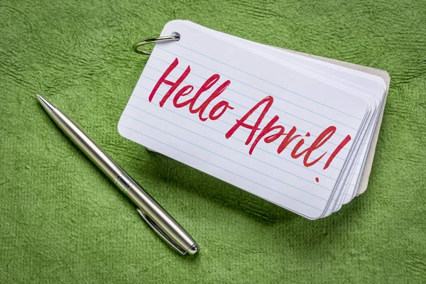 Hallo April-Grüße auf einer Karteikarte — Stockfoto