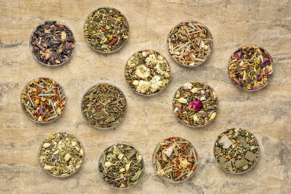 Колекція трав'яних сумішей чаю — стокове фото