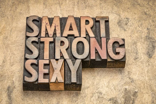 Smart, strong, sexy word abstract — Stock Photo, Image