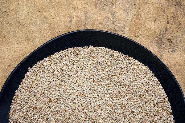 White chia seeds on a plate — Stock Photo, Image