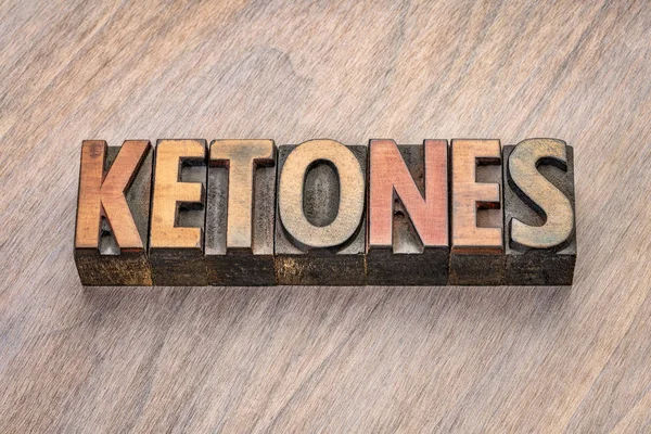 Ketones word in wood type — Stock Photo, Image