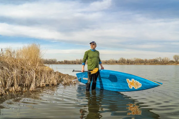 Early spring stand up paddling — Stock Photo, Image