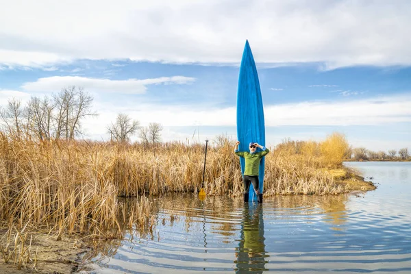 Early spring stand up paddling — Stock Photo, Image