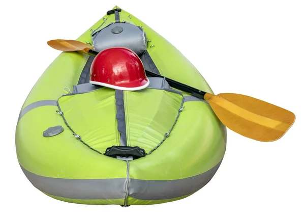 Green inflatable whitewater kayak — Stock Photo, Image