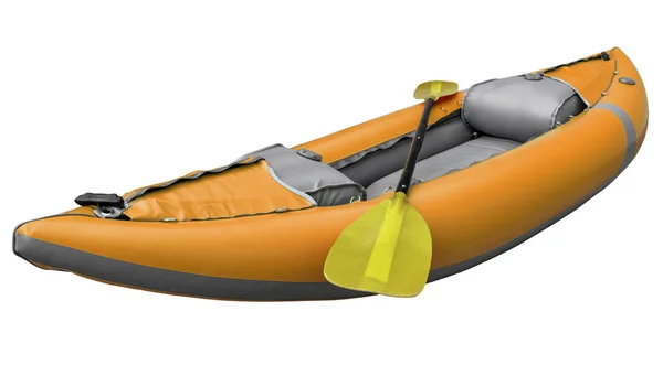 Inflatable whitewater kayak with paddle — Stock Photo, Image