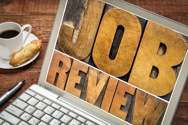 Job review word abstract in wood type — Stock Photo, Image