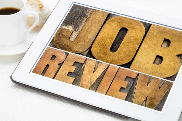 Job review word abstract in wood type — Stock Photo, Image