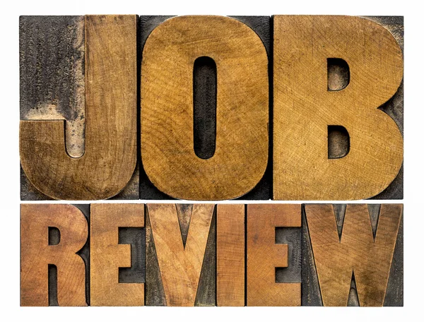 Job review word abstract in wood type — Stock Photo, Image