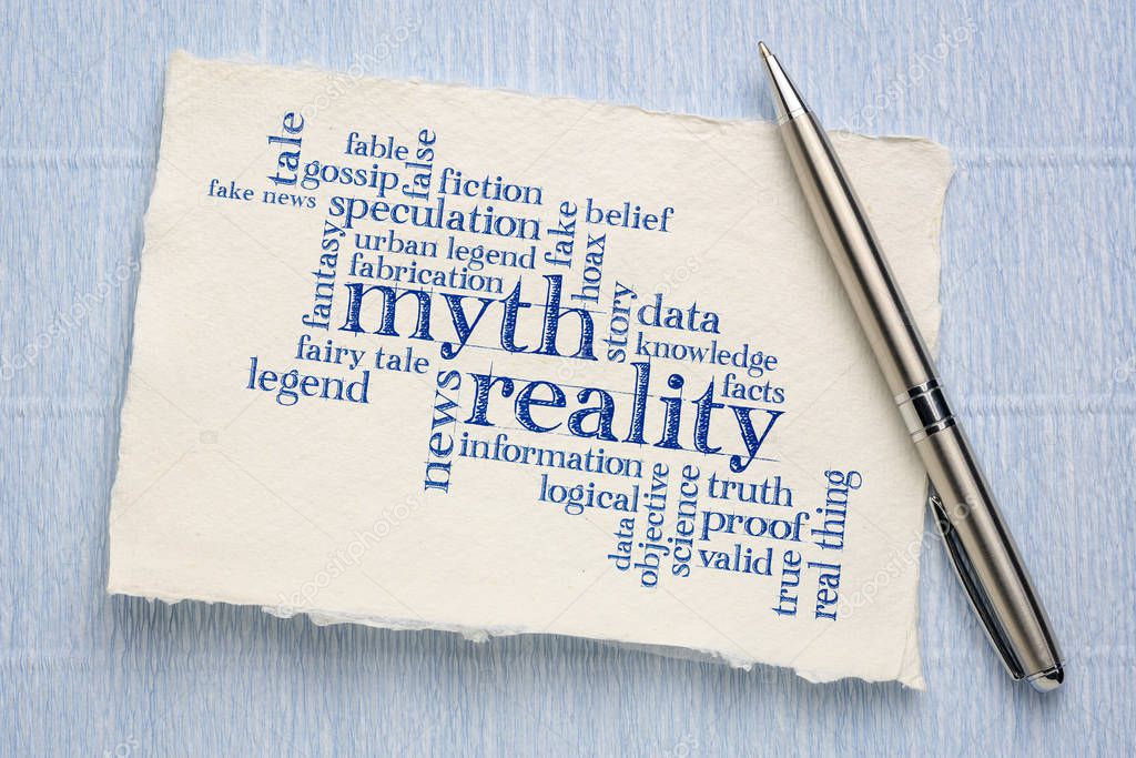 myth versus reality word cloud