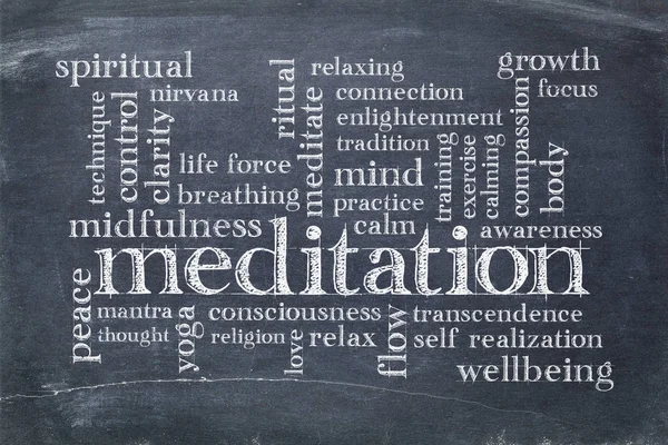 Meditation word cloud on textured paper — Stock Photo, Image