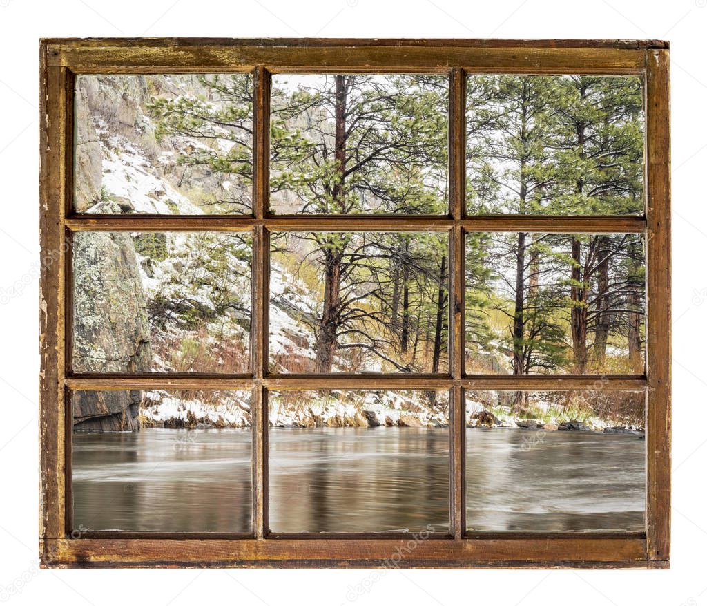 mountain river canyon - window view