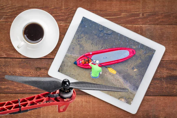 Inflatable whitewater stand up paddleboard from above — Stock Photo, Image