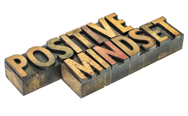 Positieve mentaliteit word abstract in houtsoort — Stockfoto