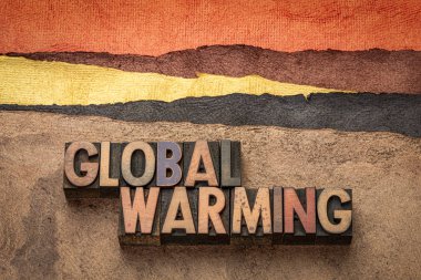 Küresel ısınma kelimesi ahşap tipinde soyut