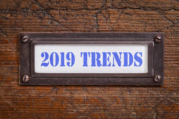 2019 trends file cabinet label — Stock Photo, Image