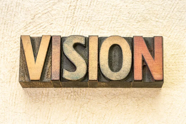 Vision word abstract in wood type — Stock Photo, Image