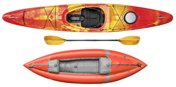 Kayaks de aguas bravas y paddle aislados —  Fotos de Stock