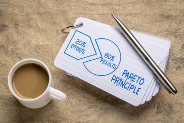 Peçete de Pareto 80-20 prensip kavramı