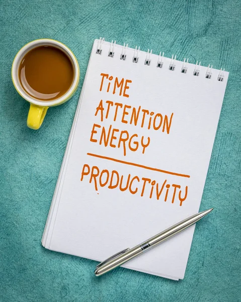 Temps, attention, énergie - concept de productivité — Photo