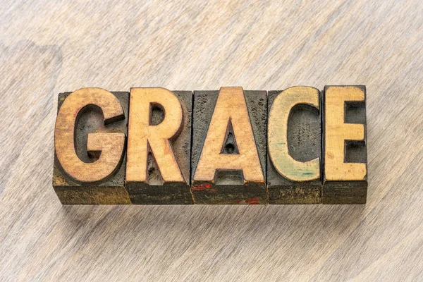 Grace word abstract in wood type — Stock Photo, Image