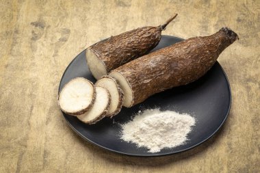yuca cassava root and flour clipart