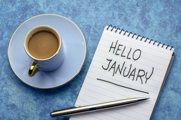 Olá janeiro caligrafia — Fotografia de Stock