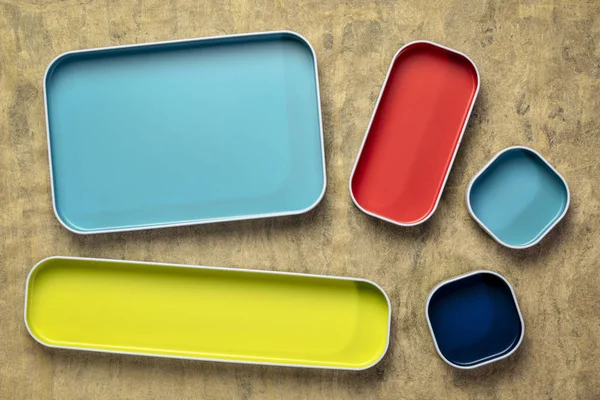 Colorful drawer organizer bins — Stock Photo, Image