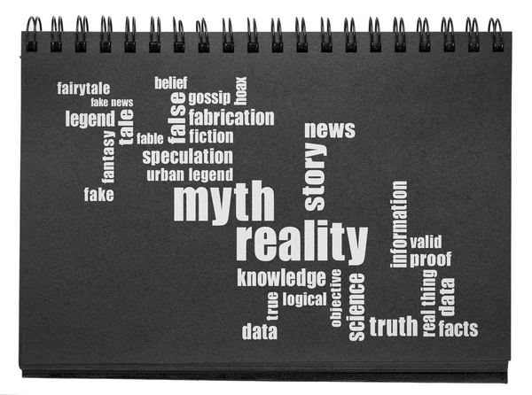 Mythos und Realität Wortwolke — Stockfoto