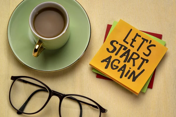 Let us start again motivational reminder note — Stock Photo, Image