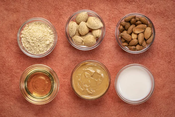 Collection of almond super foods — Stock Photo, Image