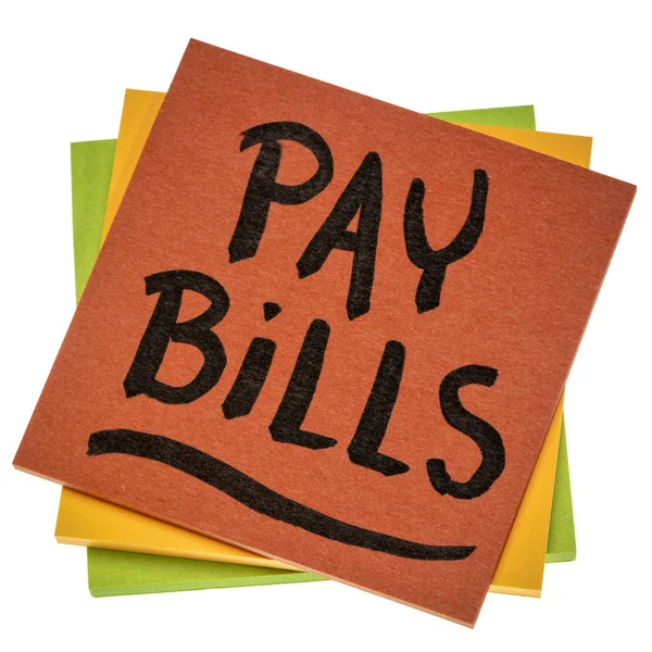 pay bills - isolated reminder note