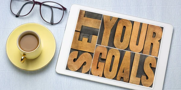 Set your goals text on a tablet — Stock Photo, Image