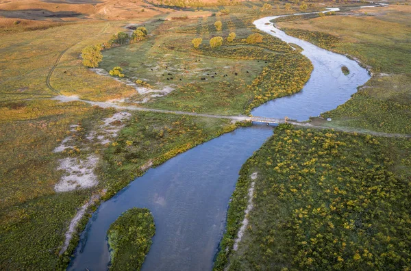 Rzeka meandrujące w: Nebraska Sandhills — Zdjęcie stockowe