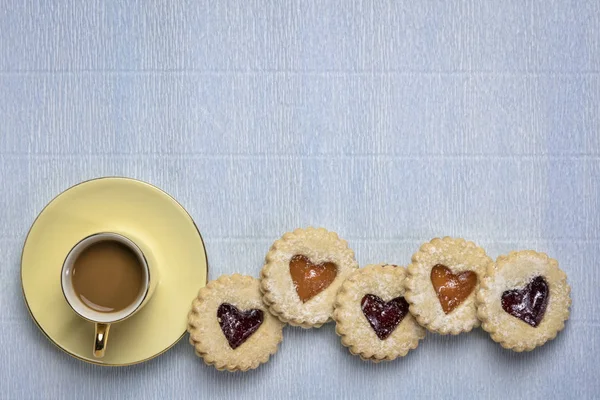 jam heart biscuits and coffee