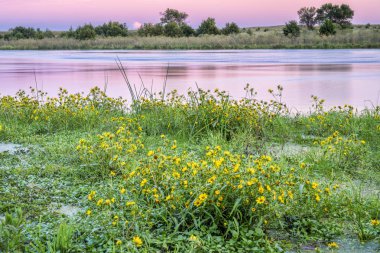 Nebraska Sandhills Dismal Nehri üzerinde alacakaranlık