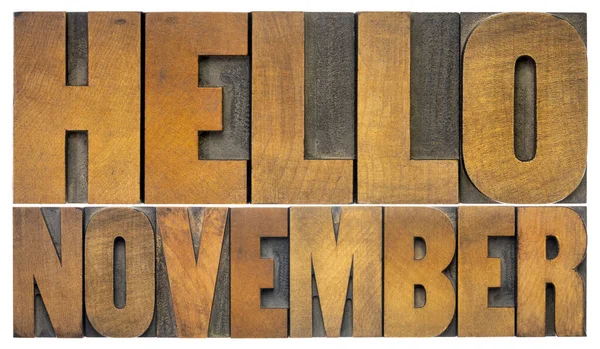 Hola noviembre tipografía tarjeta de felicitación — Foto de Stock