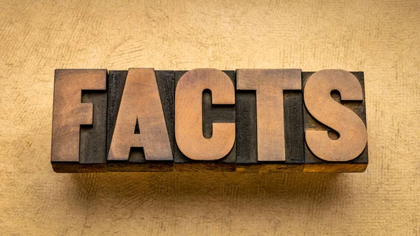 Facts Word Abstract Vintage Letterpress Wood Type Textured Handmade Paper — Stock Photo, Image