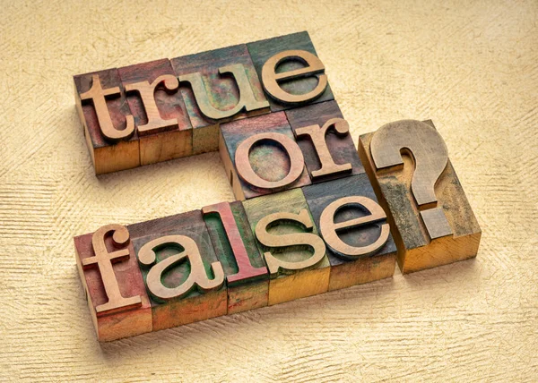 True False Question Vintage Letter Press Wood Type Printing Blocks — Φωτογραφία Αρχείου