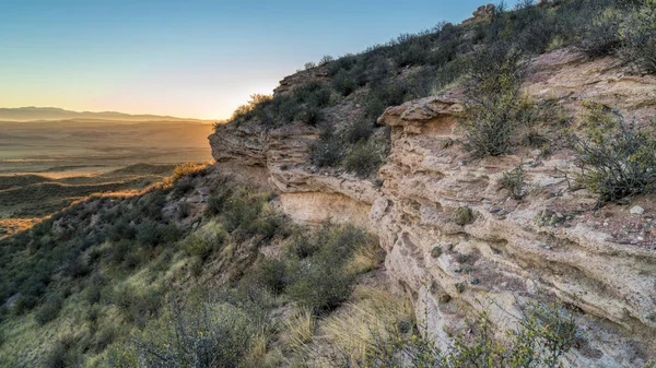 Sonnenuntergang Über Der Sanften Prärie Fuße Der Rocky Mountains Colorado — Stockfoto