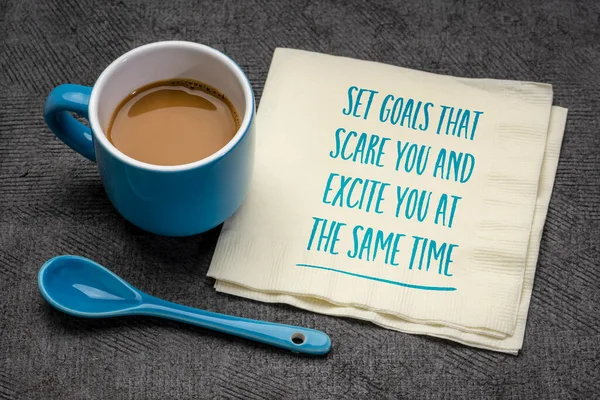 Set Goals Scare You Excite You Same Time Inspirational Note — Stock Photo, Image
