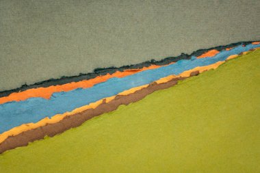 soyut nehir manzarası - geri dönüşümlü pamuktan üretilen renkli el yapımı paçavra kağıtları koleksiyonu