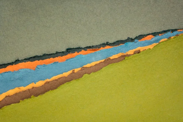 抽象的な川の風景 リサイクルされた綿の生地から製造されたカラフルな手作りのぼろ紙のコレクション — ストック写真