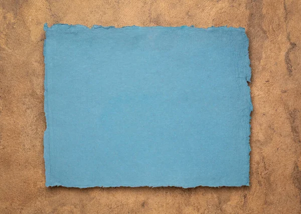 Kék Barna Absztrakt Egy Üres Indiai Kézzel Készített Rongyos Papír — Stock Fotó