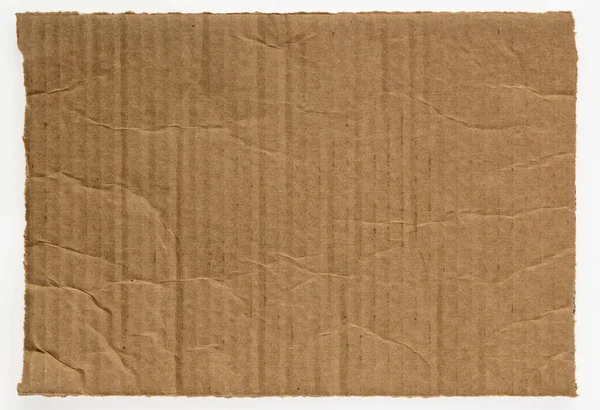 Rechthoekig Stuk Gegolfd Bruin Karton Geïsoleerd Wit — Stockfoto