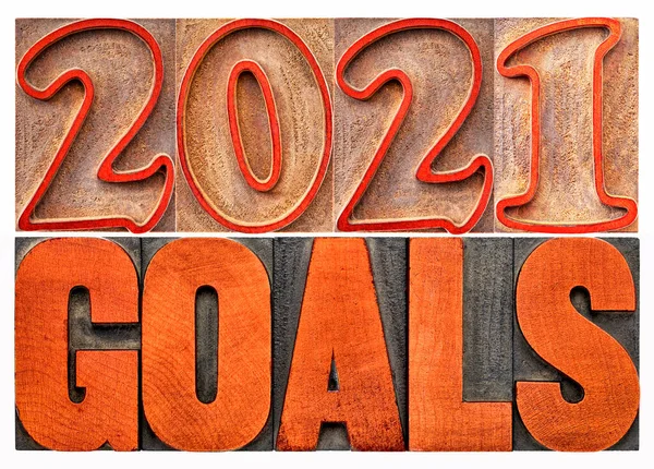 2021 Banner Objetivos Resolução Ano Novo Conceito Planejamento Texto Isolado — Fotografia de Stock