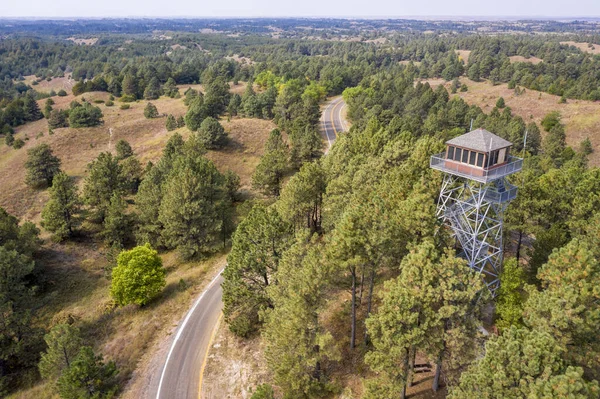 Lookout Tower Nebraska National Forest Aerial View Early Fall Scenery — Stock Photo, Image